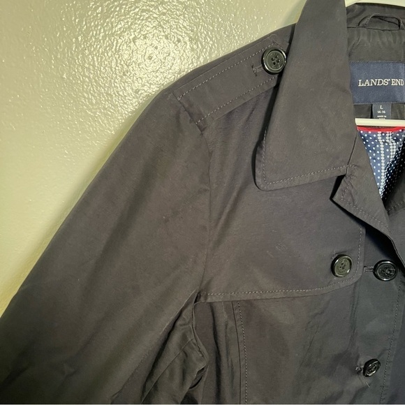 Lands’ End Rain Coat Button Down Black - Picture 6 of 10